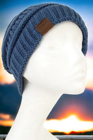 Knit Fashion Ponytail Pull Through Beanie