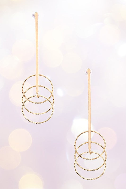 INTERLOCK RING DROP BAR EARRING