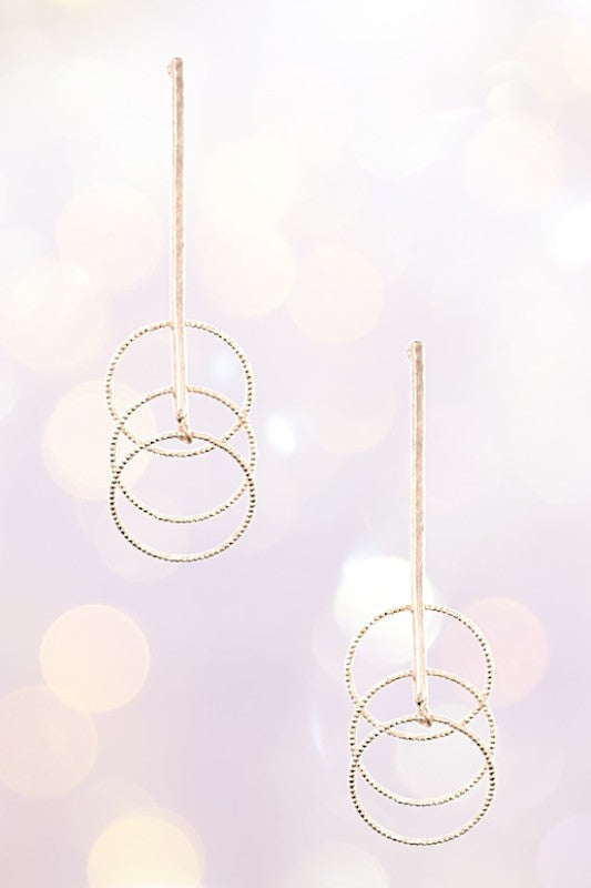 INTERLOCK RING DROP BAR EARRING