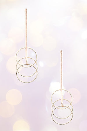 INTERLOCK RING DROP BAR EARRING