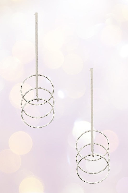 INTERLOCK RING DROP BAR EARRING