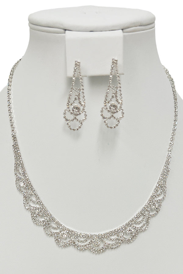 Rhinestone Pave Evening Necklace Set