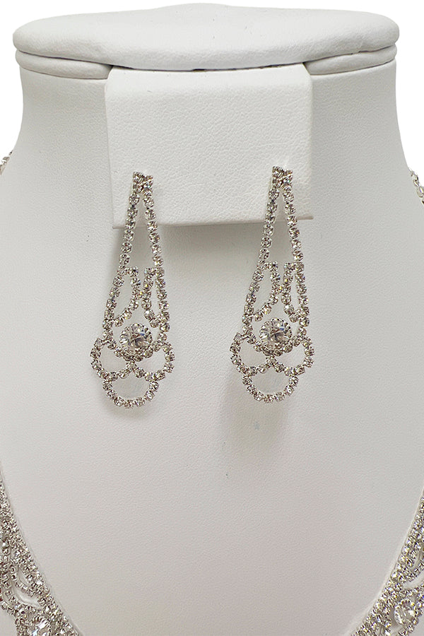 Rhinestone Pave Evening Necklace Set