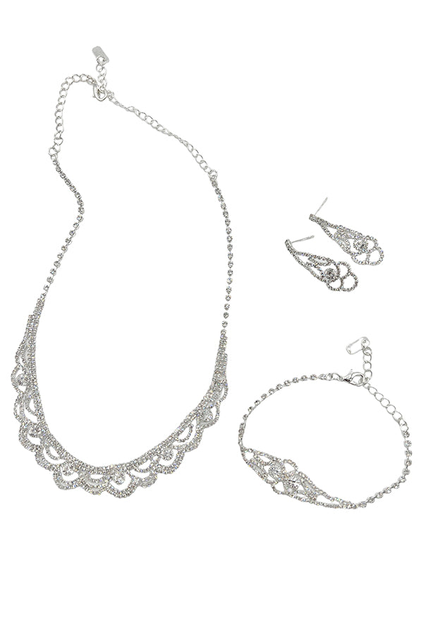 Rhinestone Pave Evening Necklace Set