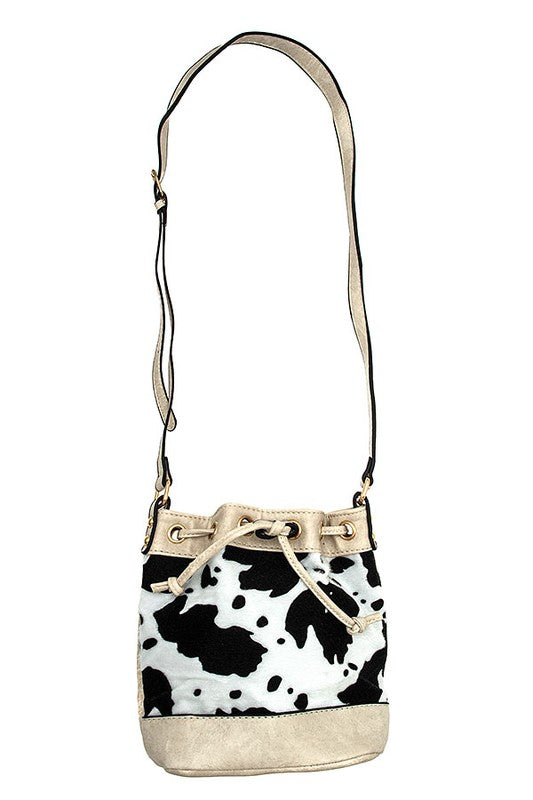 Cow Print Drawstring Fashion Bag