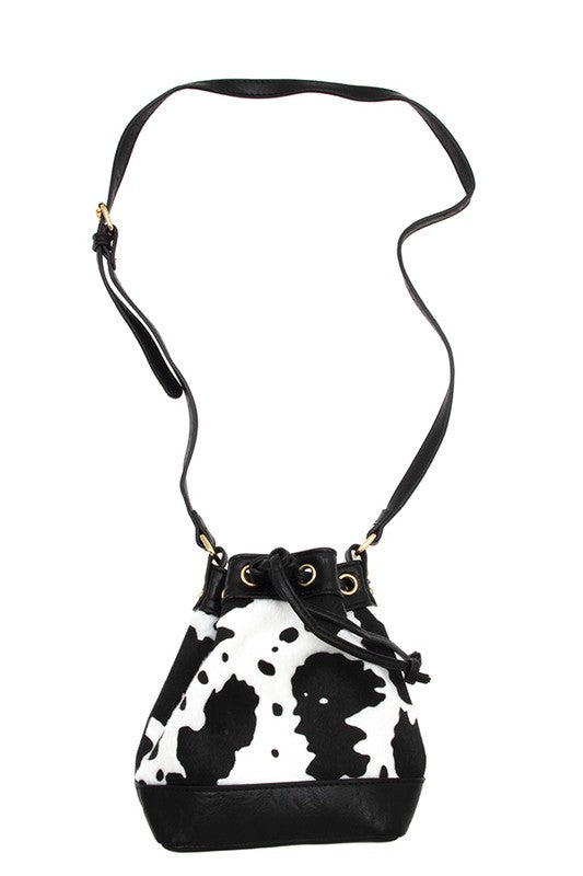 Cow Print Drawstring Fashion Bag
