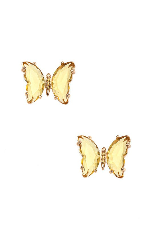 FACETED BUTTERFLY GEM POST EARRING