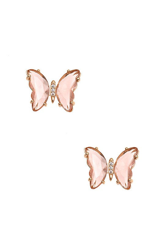 FACETED BUTTERFLY GEM POST EARRING