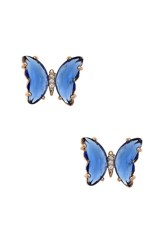 FACETED BUTTERFLY GEM POST EARRING