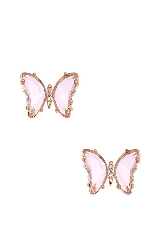 FACETED BUTTERFLY GEM POST EARRING