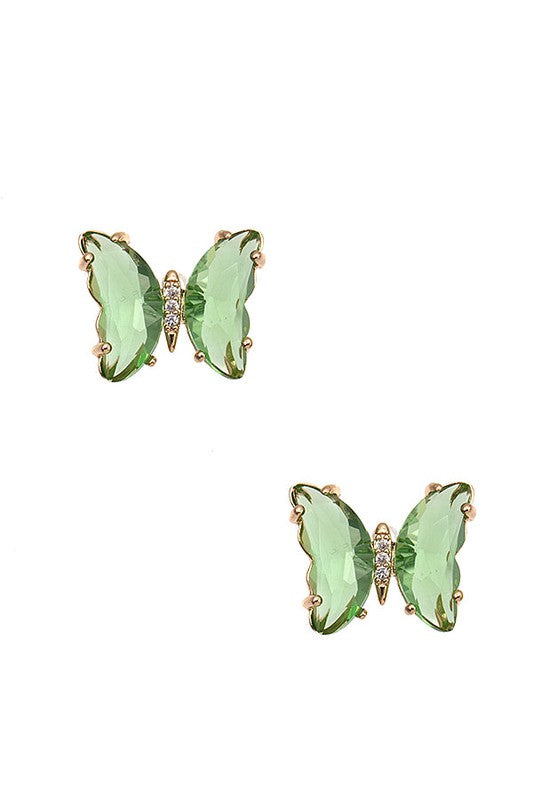 FACETED BUTTERFLY GEM POST EARRING