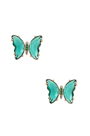 FACETED BUTTERFLY GEM POST EARRING