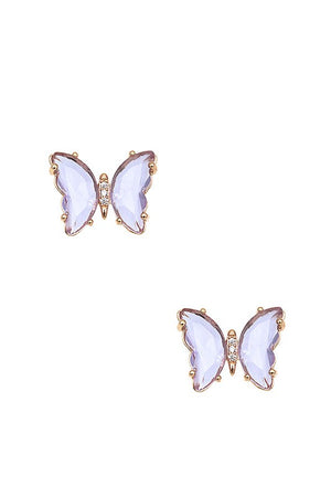 FACETED BUTTERFLY GEM POST EARRING