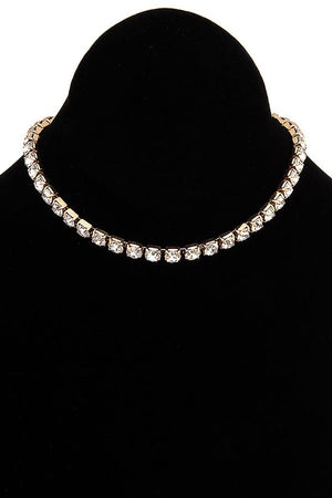 LAYERED RHINESTONE PAVE CHOKER NEKLACE