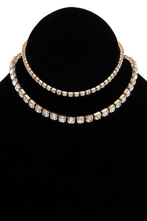 LAYERED RHINESTONE PAVE CHOKER NEKLACE