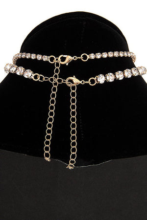 LAYERED RHINESTONE PAVE CHOKER NEKLACE