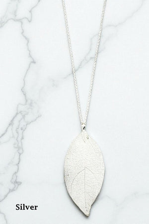 LEAF DROP PENDANT LONG NECKLACE