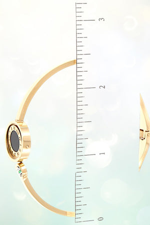 ROMAN NUMERAL ACCENT ROTATABLE DISK HINGE BANGLE BRACELET
