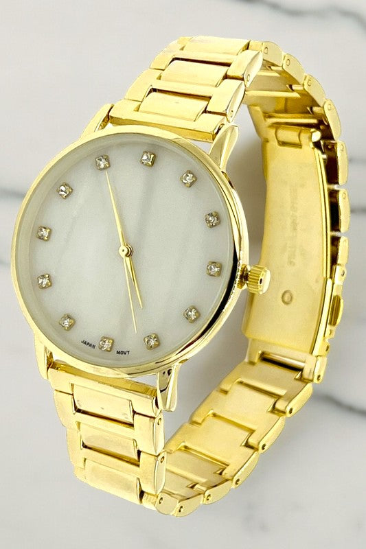 Gem Shell Face Accent Metal Watch