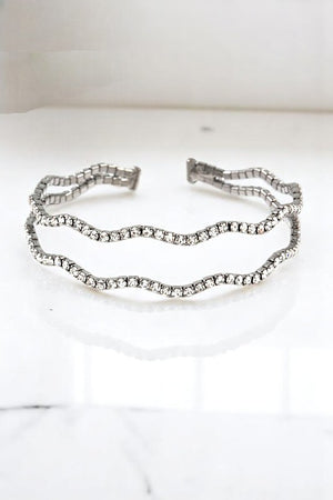 DOUBLE ROW WAVE RHINESTONE FLEX BRACELET
