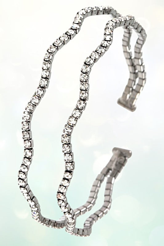 DOUBLE ROW WAVE RHINESTONE FLEX BRACELET