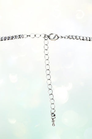 ALIGNED RHINESTONE TENNIS NECKLACE AND MATCHING DROP EARRING SET