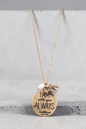 RELIGIOUS MESSAGE DISK PENDANT NECKLACE EARRING SET