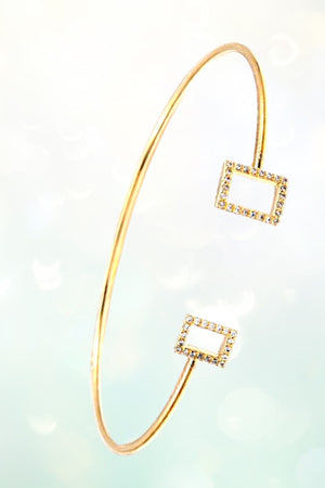 RHINESTONE PAVE RECTANGLE TIP CUFF BRACELET