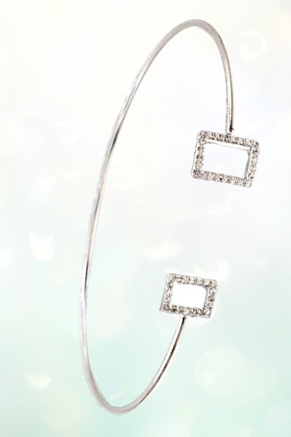 RHINESTONE PAVE RECTANGLE TIP CUFF BRACELET