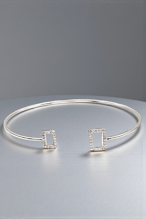 RHINESTONE PAVE RECTANGLE TIP CUFF BRACELET