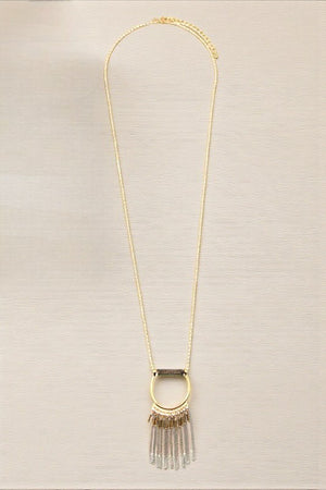 CHAIN LINK FRINGE PENDANT LONG NECKLACE