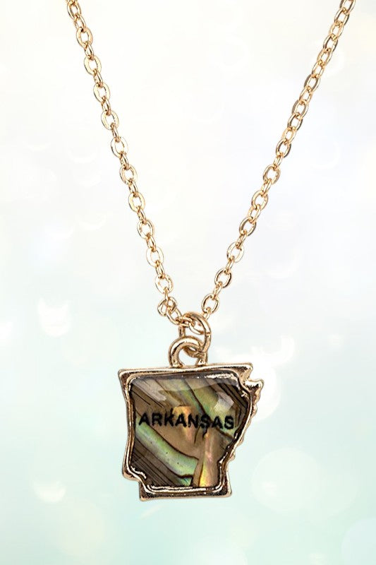 ARKANSAS STATE PENDANT NECKLACE