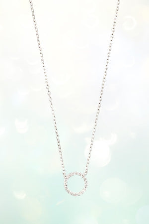 ROUND RING CZ STONE PAVE PENDANT NECKLACE