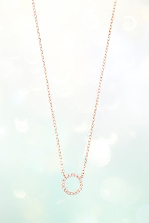ROUND RING CZ STONE PAVE PENDANT NECKLACE
