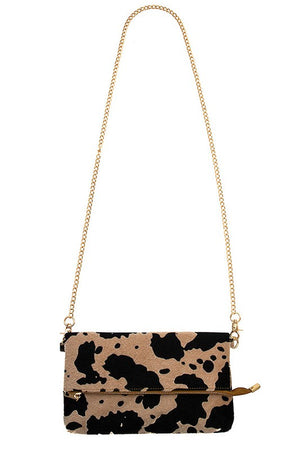 Animal Print Fold Over Crossbody Bag