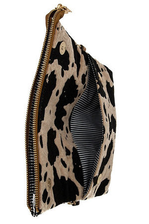 Animal Print Fold Over Crossbody Bag