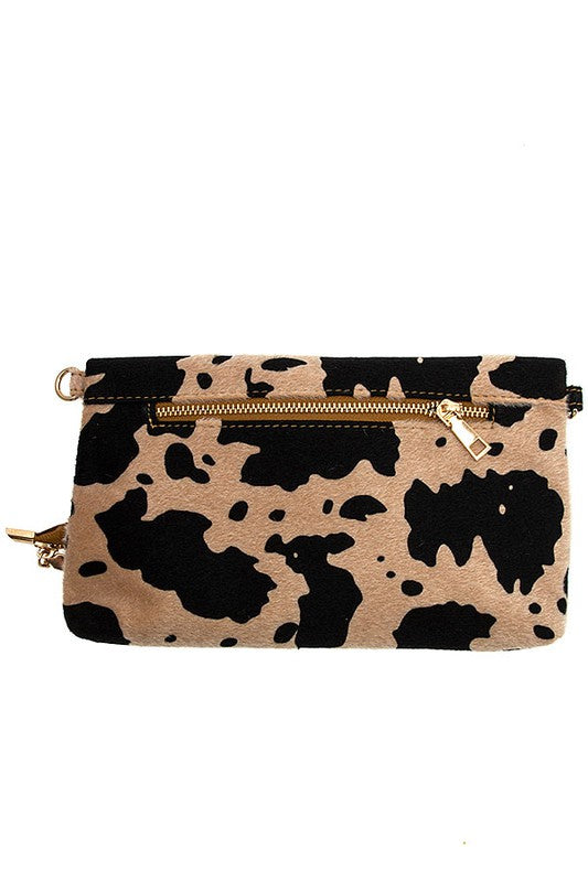 Animal Print Fold Over Crossbody Bag