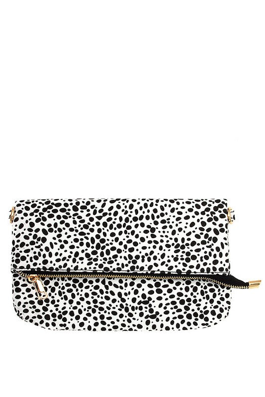 Animal Print Fold Over Crossbody Bag