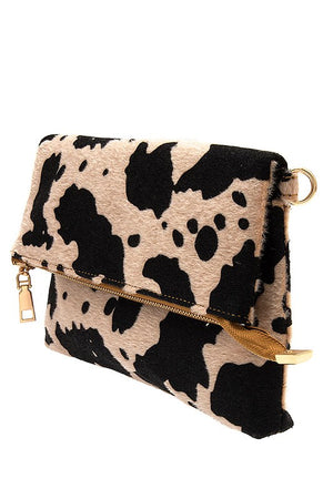 Animal Print Fold Over Crossbody Bag