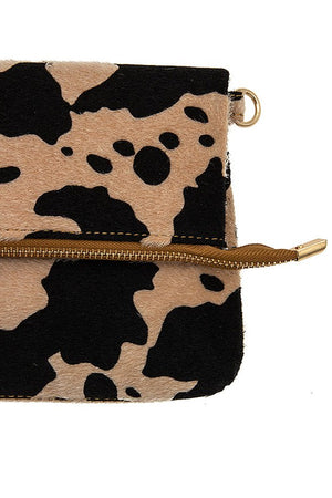 Animal Print Fold Over Crossbody Bag