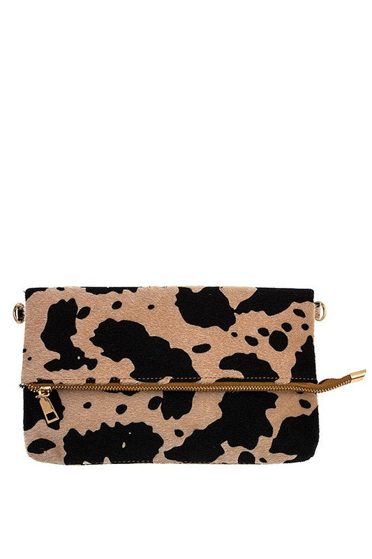 Animal Print Fold Over Crossbody Bag