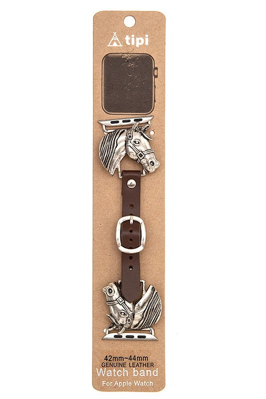 ETCHED HORSE BUCKLE WATCH BAND