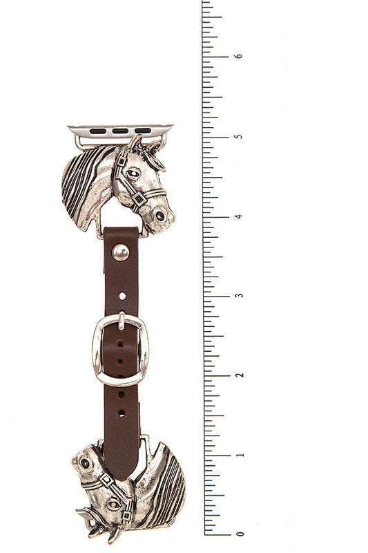 ETCHED HORSE BUCKLE WATCH BAND