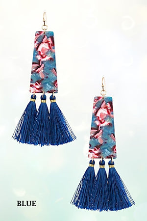 MARBLE LIKE DROP MULTI TASSEL FASHION EARRING
