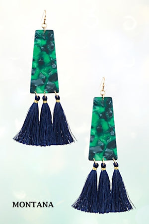MARBLE LIKE DROP MULTI TASSEL FASHION EARRING