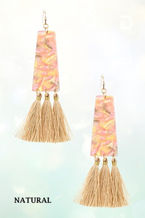 MARBLE LIKE DROP MULTI TASSEL FASHION EARRING