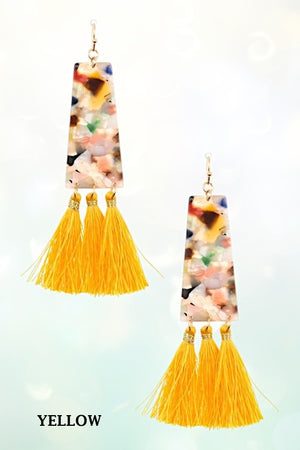 MARBLE LIKE DROP MULTI TASSEL FASHION EARRING