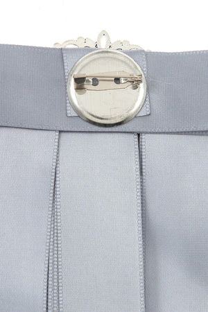 Oval Framed Gem Layered Ribbon Brooch