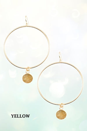 ROUND LINK FAUX DRUZY STONE HOOP EARRING