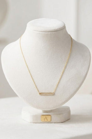 RECTANGULAR GEM PAVE PENDANT NECKLACE